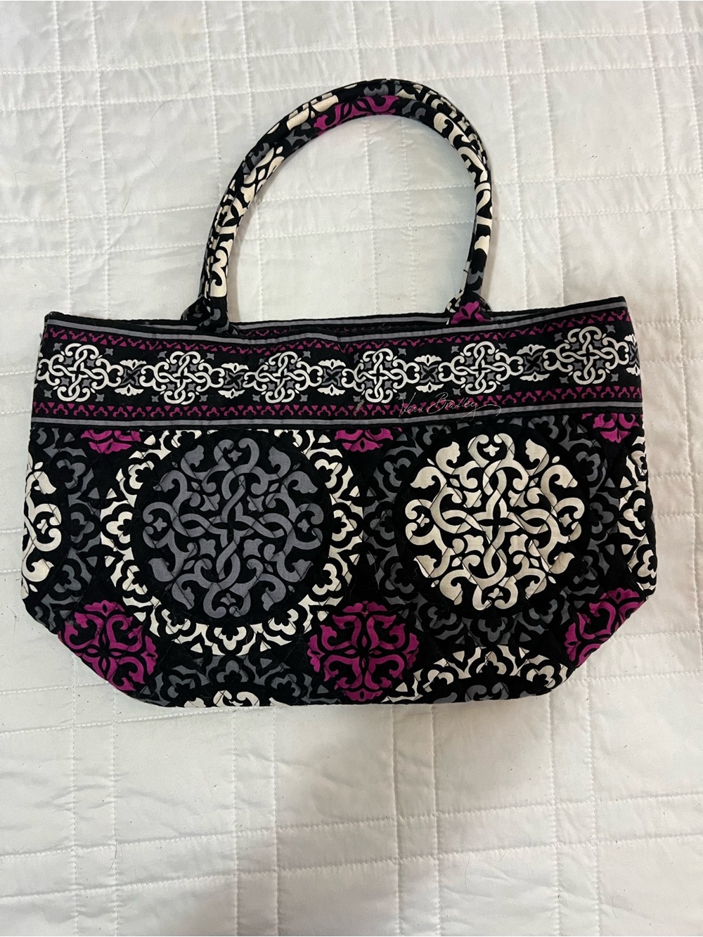 Vera Bradley Black, White & Purple Quilted Tote